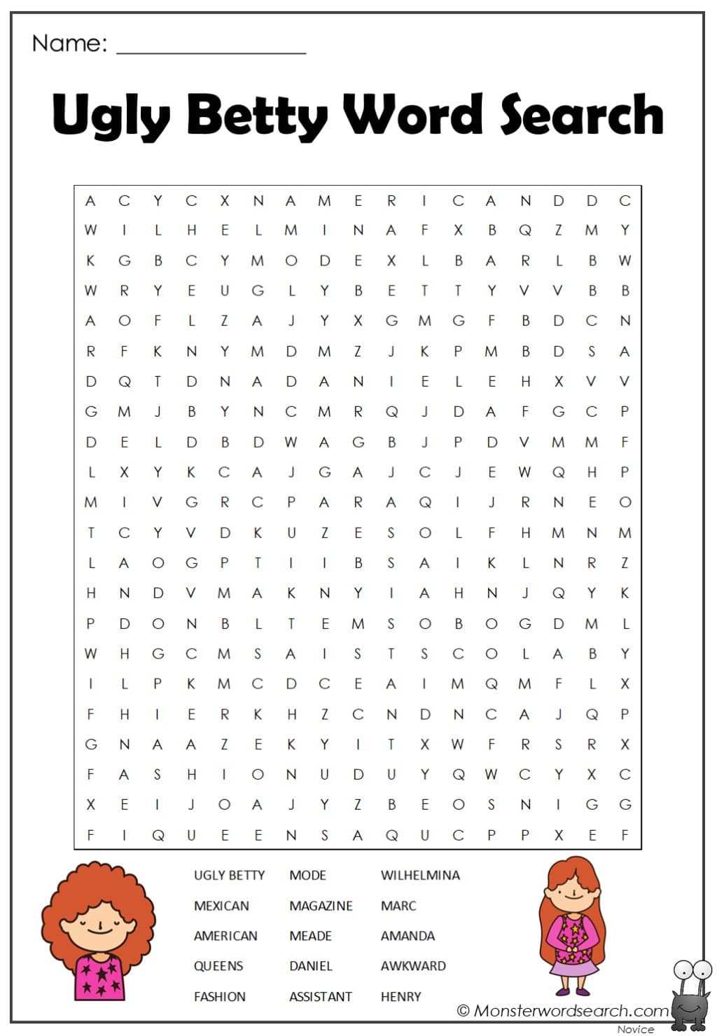 ugly-betty-word-search-monster-word-search