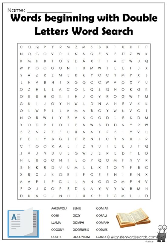 Words beginning with Double Letters Word Search