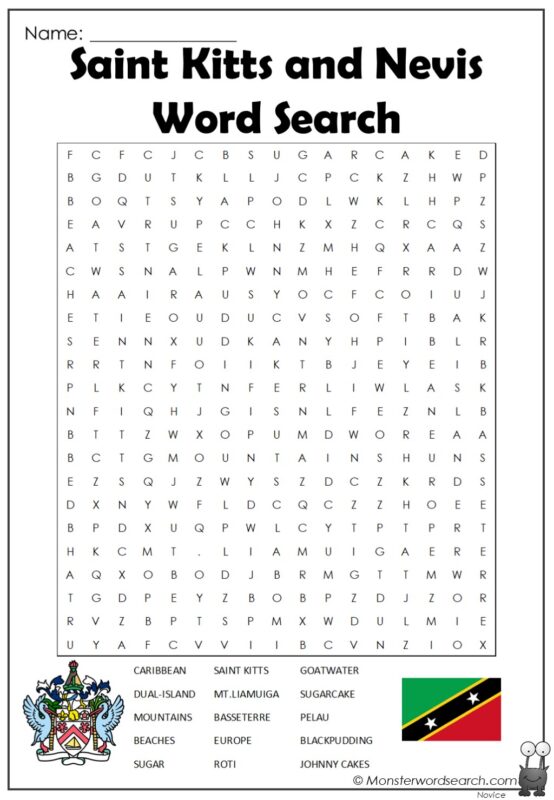 Saint Kitts and Nevis Word Search