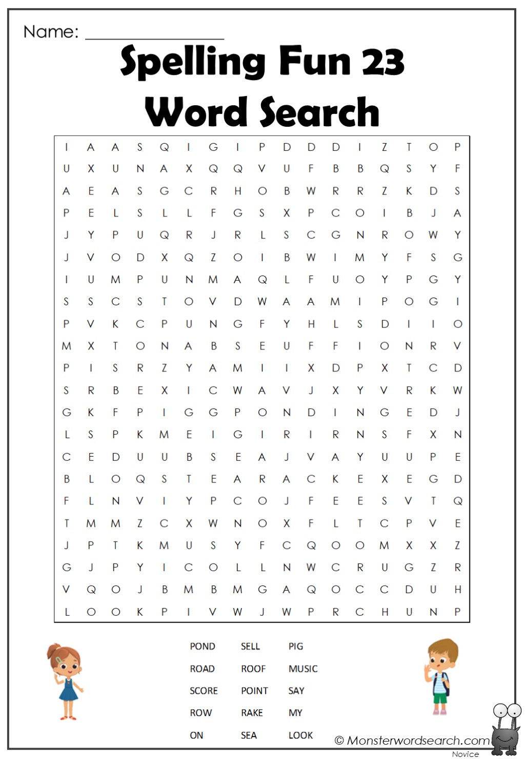 spelling fun 23 word search Monster Word Search