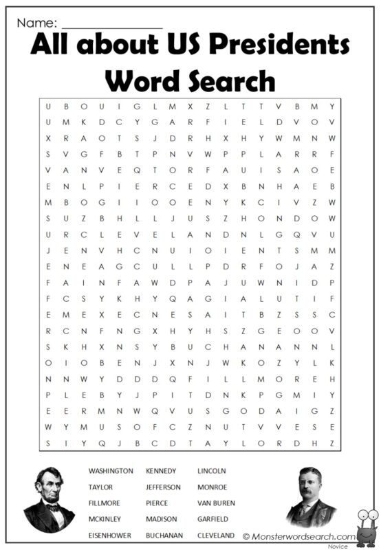 all about US Presidents Word Search